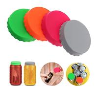 4PCS Beverage Can Lids, Dustproof Silicone Sealer Cap, Standard Soda Beer Saver, can Lids for Fizzy Drinks, SpillProof Drink Covers, Food Protection for Water Cups, for Drinks Bottle Caps for Beer