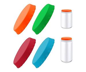4Pcs Beverage Can Sealer Cap, GLADFRESIT Soft Silicone Can Lids Leakproof Soda Drink Saver Cover Tops for Beach Camping Fishing