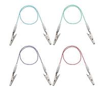 4PCS Bib Clips, Lightweight Napkin Holder Bib Clip, Spring-Loaded Clamps Bead Neck Chain Napkin Clips, 4 Colors