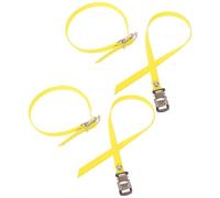 4pcs Bicycle Pedal Binding Straps Nylon Metal Dual-strap Design Yellow | Reinforced Elastic Construction, Clamp Lock Mechanism, Vivid Visibility, for Fitness Cyclists and Commuters