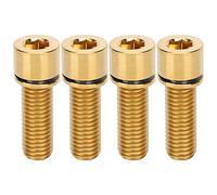 4Pcs Bike Handlebar Stem Bolts Screw, Titanium Alloy M7x20mm Hex Drive Bicycle Stem Mounting Hardware Replacement Parts for Cycling Maintenance and Upgrade (Gold)