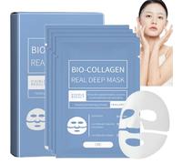4PCS Bio Co-llagen Real Deep Mask,Bio Co-llagen Face Mask Overnight,Deep Hydrating Co-llagen Mask,Face Masks Beauty,Hydrating Firming Overnight Hy-drogel Mask, Pure Co-llagen Films Face Skincare Mask