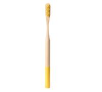 4pcs Biodegradable Bamboo Toothbrush, Yellow, Ergonomic Design | Soft Bristles, Anti-slip Grip, Travel and Home Use, Kraft Paper Packaging, Family and Friends