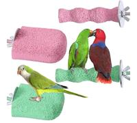 4pcs Bird Beak Grinding Stone, Beak Grinding Stone & Cage Platform Stand Perch Toy Foot Claws Trimmer Chewing Treats Toys Accessories for Parakeets Cockatiels Budgie Parrot Conures Lovebirds