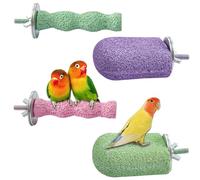 4PCS Bird Beak Grinding Stone,Bird Parrot Cage Perch Stand Platform Foot Claws Trimmer Chewing Toys for Budgies, Parakeets, Cockatiels, Conures