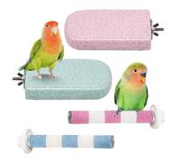 4PCS Bird Beak Grinding Stone,Sandstone Parrot Perch,Bird Parrot Cage Perch Stand Platform Foot Claws Trimmer Chewing Toys,for Small Medium Bird,Budgies, Parakeets, Cockatiels, Conures