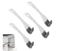 4pcs Bird Cage Cleaner with Long Handle, Stainless Steel Kennel Parakeet Bird Perches Remover Guinea Pig Cage Cleaning Brush Efficient Parrot Dropping Supplies for Budgie Cockatiel Small Pets