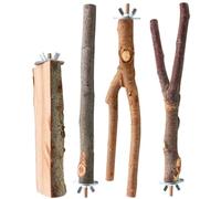 4pcs Bird Perch with Screw Mount Fixation for Parakeet Cockatiel | Natural Wood, Rough Surface, Secure Cage Mounting, Exercise and Balance, Indoor Bird Keeping, Four Piece Set