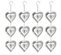 4pcs Bird Reflectors for Outside, Outdoor 3D Heart-Shaped Spiral Bird Reflectors Stainless Steel High Reflective Wind Spinners Suitable for Patio Garden Porch