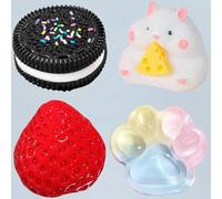 4PCS Biscuit Stress Relief Toy for Oreo, Taba Squishy for Oreo, Pinching Biscuit Simulation Toy for Oreo Fufu Squishy Stress Relief Toy Anxiety Relief Sensory Toys (Strawberry)