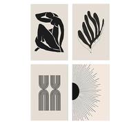 4PCS Black And White Wall Art - A4 no Picture Frame Abstract Boho Wall Art Prints For Living Room Pictures For Living Room Black and White Print Minimalistic Room Decor Posters For Bedroom Aesthetic