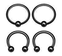 4PCS Black Anodized Captive Hoop Earrings,Circular Ring 14g 4mm Ball Cartilage Eyebrow Earrings Piercing Jewelry Pick Color, Stainless Steel, No Gemstone