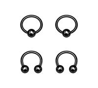 4PCS Black Anodized Captive Hoop Ring,Circular Barbell 18g 3mm Ball Cartilage Eyebrow Earrings Piercing Jewelry Pick Color, Stainless Steel, No Gemstone