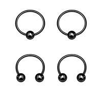 4PCS Black Anodized Captive Ring,Horseshoe Earrings 20g 3mm Ball Cartilage Eyebrow Nose Earrings Piercing Jewelry Pick Color, Stainless Steel, No Gemstone