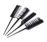 4pcs Black Carbon Fiber Hair Dye Comb Set for Highlights and Styling | Unbreakable Build, Easy Strand Separation, Salon Four Piece Set