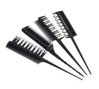 4pcs Black Carbon Fiber Hair Dyeing Comb Set for Salon Highlights | Four Piece Kit, Practical Colouring Tool, Wide Teeth Design, Unbreakable