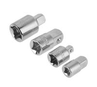 4Pcs Black Chrome Steel Socket Reducers 1/2, 3/8, 1/4 Wrench, Multifunctional Accessory For Home Use (Silver)