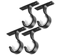 4pcs Black Curtain Rod Bracket for Wall and Ceiling Mount Support | Aluminum Alloy, Heavy Duty Support, Easy Setup, for Window Coverings and Shower Drape in Rooms