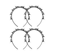 4pcs Black Double Bangs Hairstyle Hairpin Headband With 8 Small Clips - Women Double Layer Twist Plait Headband Hair Tools,Twist Clip Headbands with Toothed Hairs Bands Braid Tool Hair Accessories
