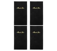 4pcs Black Faux Leather Check Presenter with Thank You Imprint
