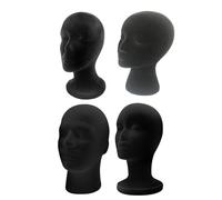 4pcs Black Foam Mannequin Head Stand, Female Male Polystyrene Head For Wigs Hats Sunglasses, Mannequin Heads Model Display Stand Rack For Eyewear Headphone Jewelry Scarves