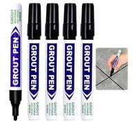 4PCS Black Grout Pen, Tile Paint For Bathroom, Grout Repair Marker For Ceramic Surface Renewal, Bathroom & Kitchen Tile Renewal, Floor/Wall Crack Filler