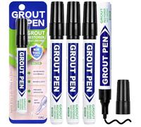 4Pcs Black Grout Pens for Tiles, Waterproof Grout Reviver Pen Bathroom Paint Pen Floor Recolouring Marker for Kitchen, Shower, Wall Discoloured & Faded Joints Repairing