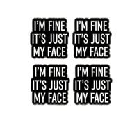 4PCS Black I'm Fine It's Just My Face Enamel Pins, Funny Sarcastic Lapel Brooches, Badges for Backpacks Jackets Hats and Work Gifts