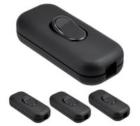 4PCS Black Lamp Switch, 3A 125V Inline Light Switch, 2 Core Round or Flat Wire, for Small Appliances, ON-OFF Torpedo Control, No Screw Easy Installation