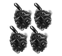 4pcs Black Large Bath Loofah Sponge 60g Pe Nylon Wear Resistant