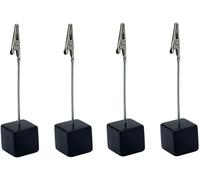 4Pcs Black Memo Clip Holders Stand with Alligator Clasp Pictures Card Paper Note Clip for Office Home Use Office Memo Holders Desk Accessories and Workspace Organizers