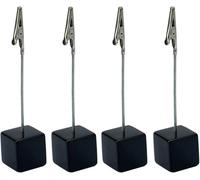 4Pcs Black Memo Clip Holders Stand with Alligator Clasp Pictures Card Paper Note Clip Office Memo Holders for Office Home Use, Office Desk Accessories Workspace Organizers