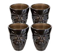 4Pcs Black Plastic Skull Shot Glasses, 55ml Halloween Party Drinking Cups
