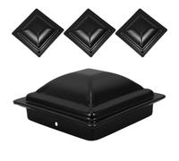 4pcs Black Pyramid Square Fence Post Cover for Deck Railings | Iron Dual-layer Build, Hollow Workmanship, Protects Metal Tops from Water Ingress, Sl inish