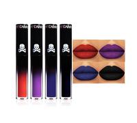 4Pcs Black Red Blue Purple Matte Liquid Lipstick Sets, Long Lasting Black Matte Lipstick Lip Stain Lip Gloss, Waterproof Face Body Paint, Halloween Makeup Lipsticks Gift for Halloween, Cosplay Makeup
