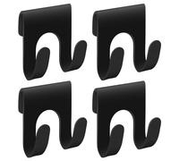 4Pcs Black Shower Caddy, Metal Shelf Basket Rack with Double Hooks for Loofah Sponge