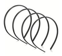 4Pcs Black Slim Plastic Hair Bands, Anti-Slip Durable Smooth Hair Hoops, All Hair Types Non-Snapping Headbands for Makeup Workout Daily Styling