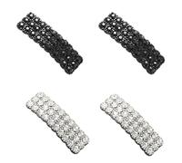 4Pcs Black Sliver Rhinestone Snap Hair Clips Shining Crystal Clips Rectangular Hairpins Korean Barrettes Hair Accessories for Party Wedding Daily Girls Hair Decorative,Clips and Barrettes,Hair Clips