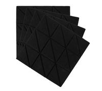 4pcs Black Square Acoustic Panels Self Adhesive Polyester for Home Theatres | Flat Grid Design, Can be Shaped and Cut, Sound Isolation, Fire Resistance