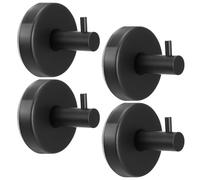 4PCS Black Suction Cup Hooks, Stainless Waterproof No-Drill Heavy Duty Vacuum Adhesive Hooks for Shower, Bathroom, Glass Shower Doors, Tile (Hang up to 5KG)