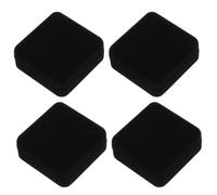4pcs Black Velvet Medal Badge Box with Soft Lined Interior for Travel | Square Design, Tightfitting Lid, Protects Surfaces from Scratch, for Badges and Enamel Pins, Black