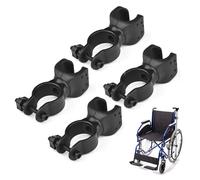 4Pcs Black Walking Stick Holders, Walking Stick Holder for Mobility Scooter and Wheelchair, Universal Stick Accessories for Crutches & Mobility Scooters, Easy to Install Plastic Holders