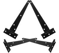 4pcs Black Zinc Plated T Shape Gate Hinge Rustproof Iron for Doors | Heavy Duty, Silent, Fast Dismantle, Six Screw Holes, Shed Use, Clubs, Upscale Clubs, Sturdy Black Finish