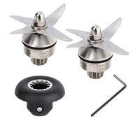 4pcs Blender Blade Replacement Parts, Premium Stainless Steel Blender Blade with Wrench & Drive Socket for Standard 32oz and 64oz Containers (Black & Silver)