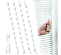 4Pcs Blind Wand Vertical Blinds Rod Replacement Parts PVC Blind Wand Replacement with Hook and Handle Stick Blind Tilt Wand for Windows Curtain Door Shades Opener Accessory (17 Inch)