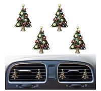 4Pcs Bling Christmas Car Air Freshener Vent Clips, Crystal Rhinestone Sparkly Air Conditioning Outlet Decorative Clip Charms Cute Car Interior Accessories (Christmas tree)