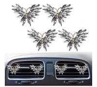 4Pcs Bling Crystal Cute Butterfly Car Air Vent Clips,Rhinestone Auto Air Conditioning Outlet Clip, Air Freshener Diffuser Charm, Cute Car Interior Decoration Accessory for Women (Grey)