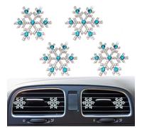 4Pcs Bling Crystal Rhinestone Snowflake Vehicle Car Air Vent Clip,Cute Diamond Automotive Interior Charm Decoration Accessories, Universal for Most Cars (Medium)