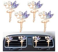 4Pcs Bling Cute Dancer Fairy Girl Car Air Vent Clips,Rhinestone Auto Air Conditioning Outlet, Air Freshener Diffuser Charm,Car Interior Decoration Accessory for Women (Dark Blue)