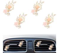 4Pcs Bling Diamond Pearl Flower Car Air Vent Clip,Auto Interior Decor Cute Car Accessories Easy to Install Gift for Girls Festive (Flower)